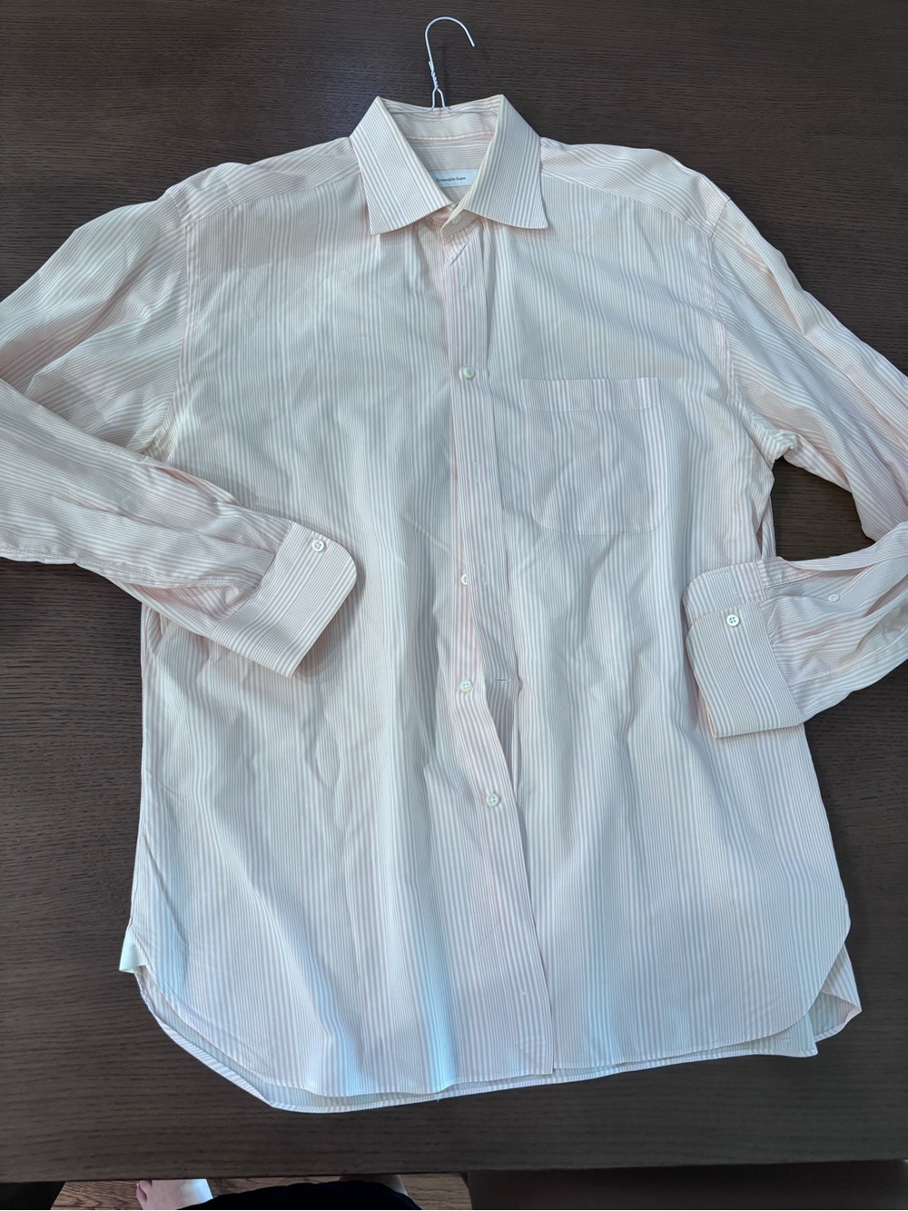 Ermenegildo Zegna Light Pink and White Striped Dress Shirt